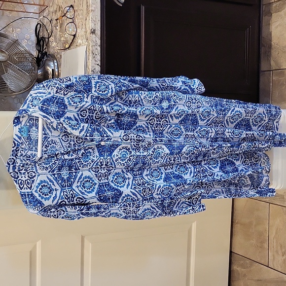 KAS blue white cotton tunic coverup - Picture 1 of 7